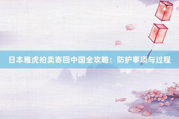 日本雅虎拍卖寄回中国全攻略：防护事项与过程