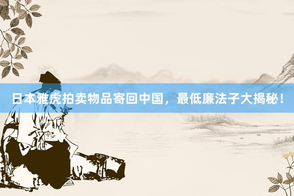 日本雅虎拍卖物品寄回中国，最低廉法子大揭秘！