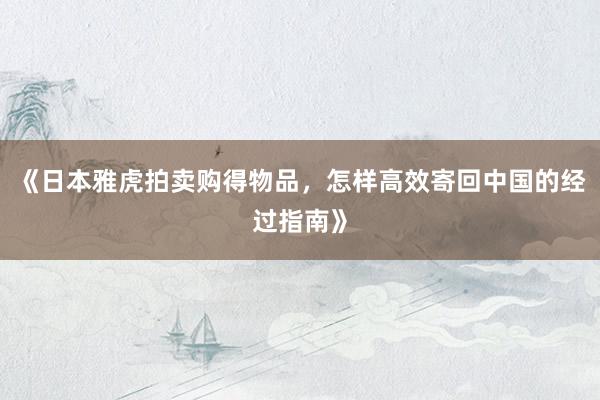 《日本雅虎拍卖购得物品，怎样高效寄回中国的经过指南》