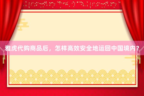 雅虎代购商品后，怎样高效安全地运回中国境内？