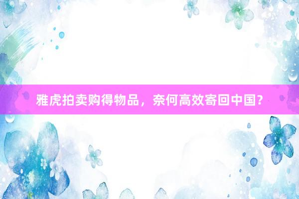 雅虎拍卖购得物品，奈何高效寄回中国？