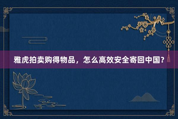 雅虎拍卖购得物品，怎么高效安全寄回中国？